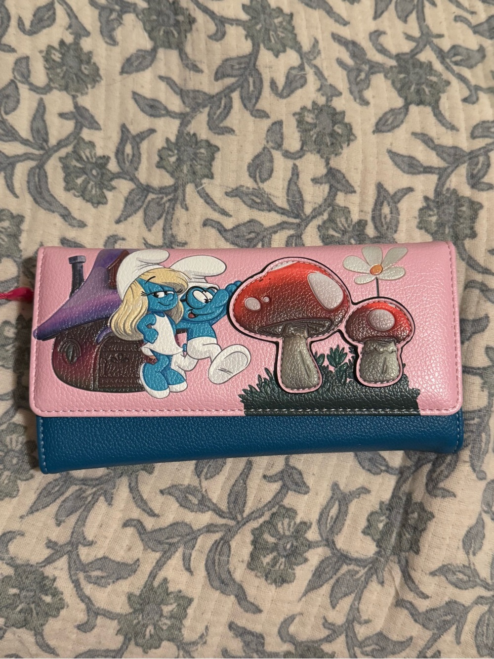 Smurf Wallet with Mushroom Art